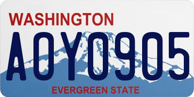 WA license plate AOY0905