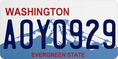 WA license plate AOY0929