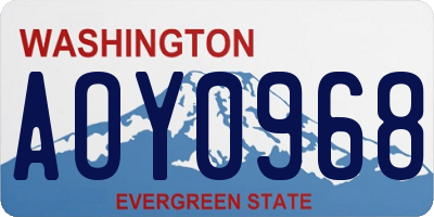 WA license plate AOY0968