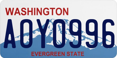 WA license plate AOY0996