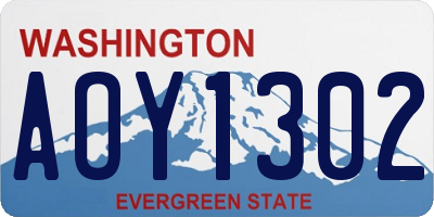 WA license plate AOY1302