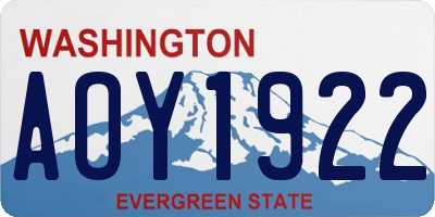 WA license plate AOY1922
