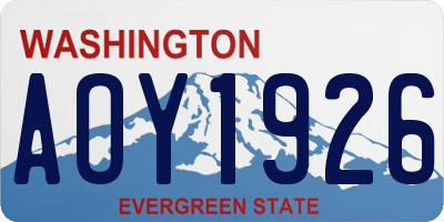 WA license plate AOY1926