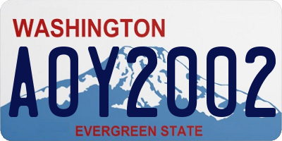 WA license plate AOY2002
