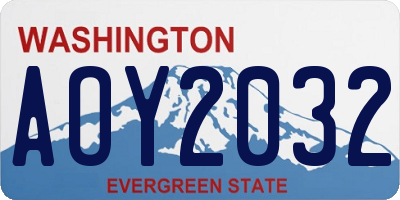 WA license plate AOY2032