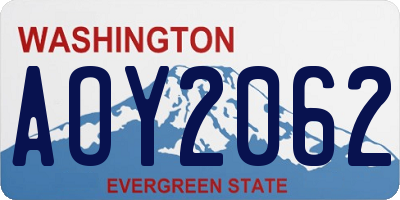 WA license plate AOY2062
