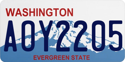 WA license plate AOY2205