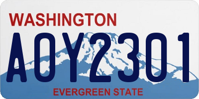 WA license plate AOY2301