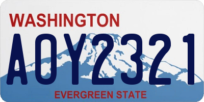 WA license plate AOY2321