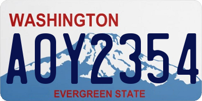 WA license plate AOY2354
