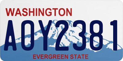 WA license plate AOY2381