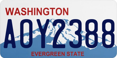 WA license plate AOY2388