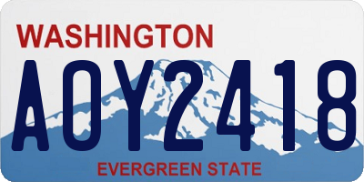 WA license plate AOY2418