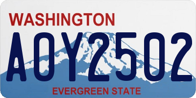 WA license plate AOY2502