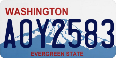 WA license plate AOY2583