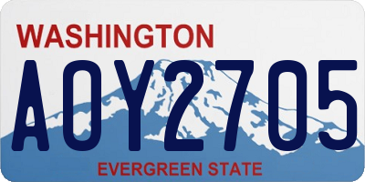 WA license plate AOY2705