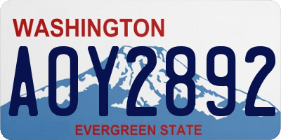WA license plate AOY2892