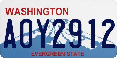 WA license plate AOY2912