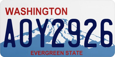 WA license plate AOY2926