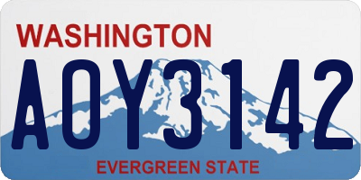 WA license plate AOY3142