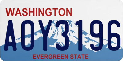 WA license plate AOY3196