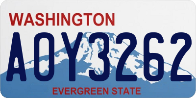 WA license plate AOY3262