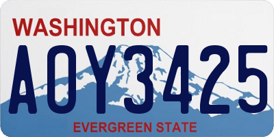 WA license plate AOY3425