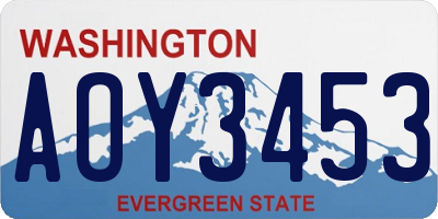 WA license plate AOY3453