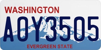 WA license plate AOY3505
