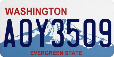 WA license plate AOY3509
