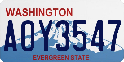 WA license plate AOY3547