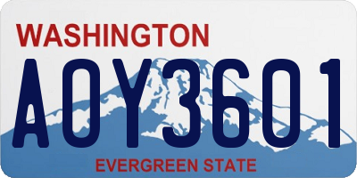 WA license plate AOY3601