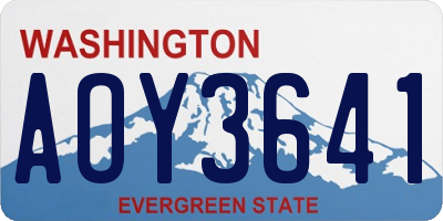 WA license plate AOY3641
