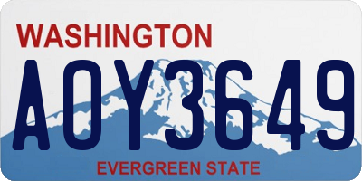 WA license plate AOY3649
