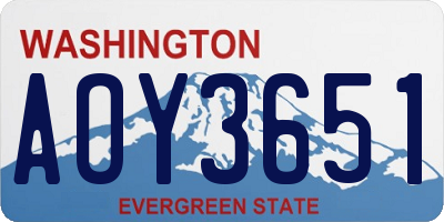 WA license plate AOY3651