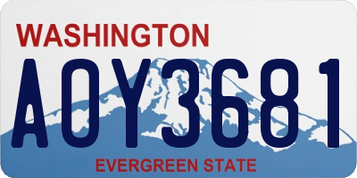 WA license plate AOY3681
