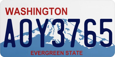 WA license plate AOY3765