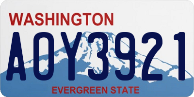 WA license plate AOY3921