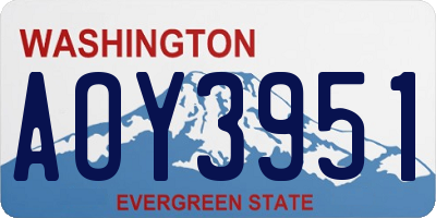 WA license plate AOY3951