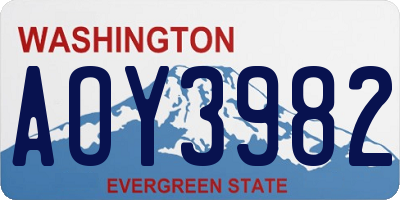 WA license plate AOY3982