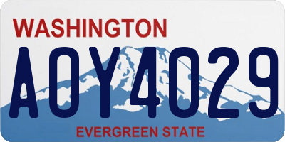 WA license plate AOY4029