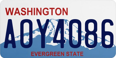 WA license plate AOY4086