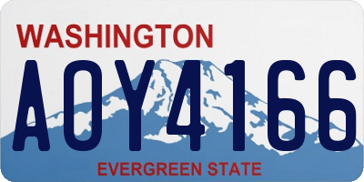 WA license plate AOY4166