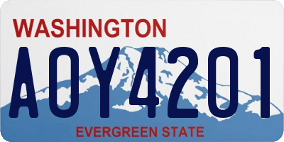 WA license plate AOY4201