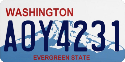 WA license plate AOY4231