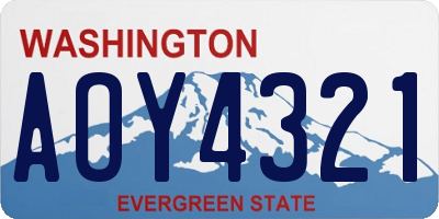 WA license plate AOY4321