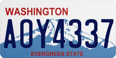 WA license plate AOY4337
