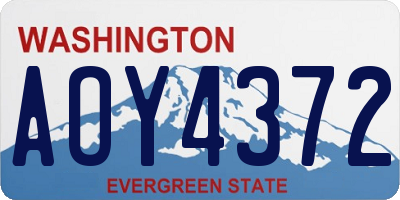 WA license plate AOY4372