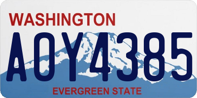 WA license plate AOY4385