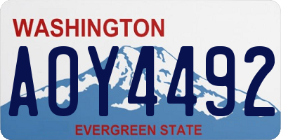 WA license plate AOY4492
